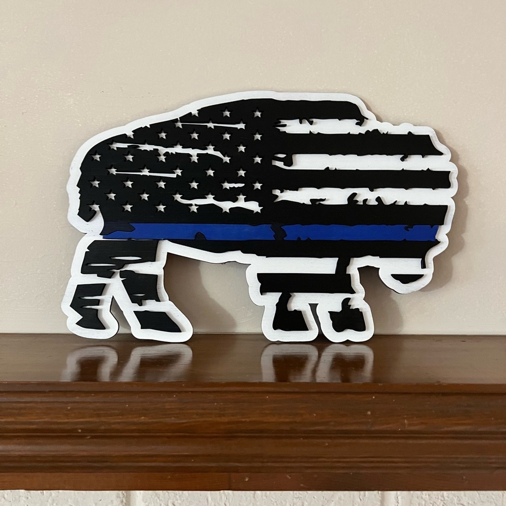 Handmade Laser Cut Fallen Police Officer Flag